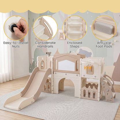 Grey Kids Slide Playset | Basketball Hoop Music Box 9-in-1