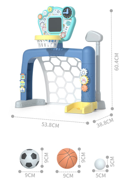 Kids 3-in-1 Indoor Sports Set for basketball, soccer, and golf activities at home