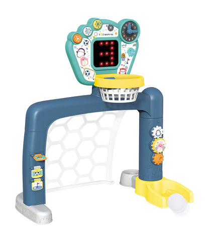 Versatile 3-in-1 Kids Indoor Sports Set with Basketball, Soccer, and Golf activities.