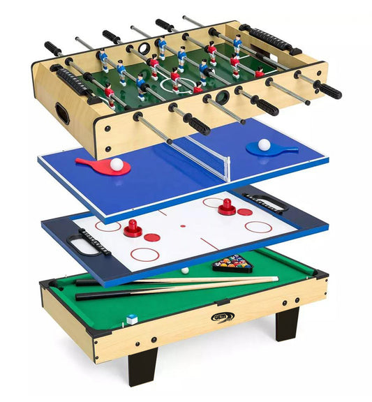 Kids 4-in-1 Game Table | Soccer, Tennis, Hockey and Billiards | Versatile fun for home play