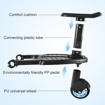 Blue toddler stroller step board with 25kg capacity for universal use at home.