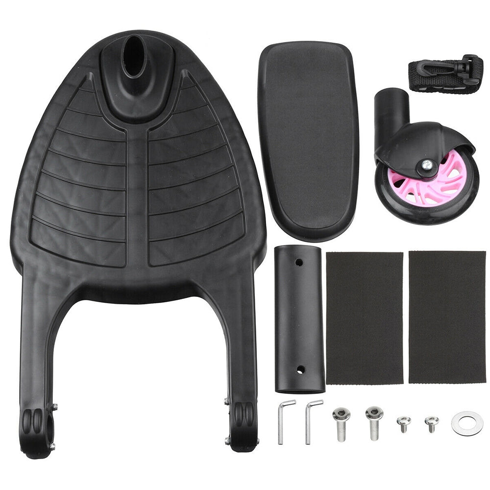 Universal pink stroller step board for toddlers, perfect for easy rides with siblings.