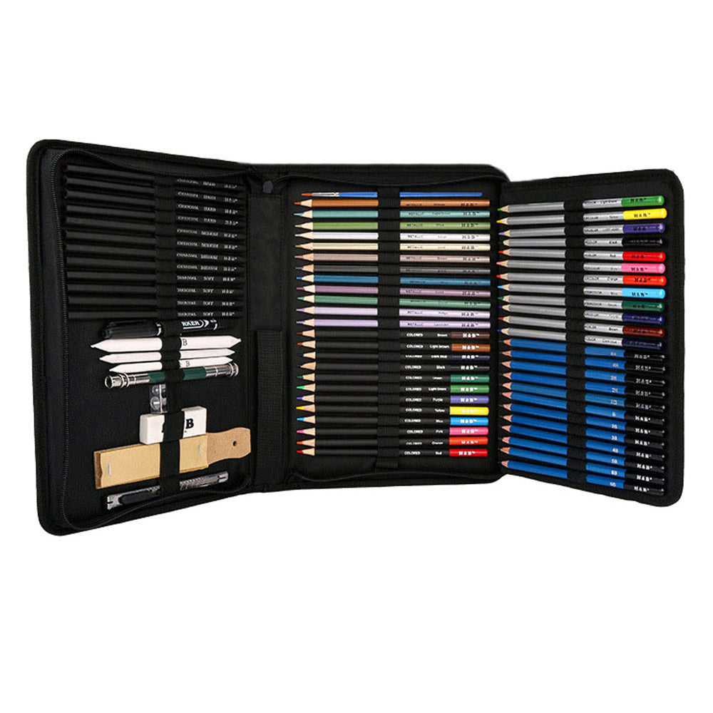 72pc Professional Art Set for Kids, ideal for drawing and sketching at home.