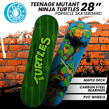 TMNT 28 Popsicle Skateboard by Kryptonics for Kids 5-11, ideal for beginner riders.