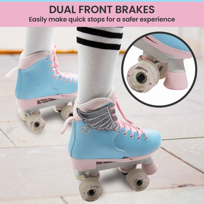 Circle Society kids roller skates in Cotton Candy color with adjustable sizing for home fun.