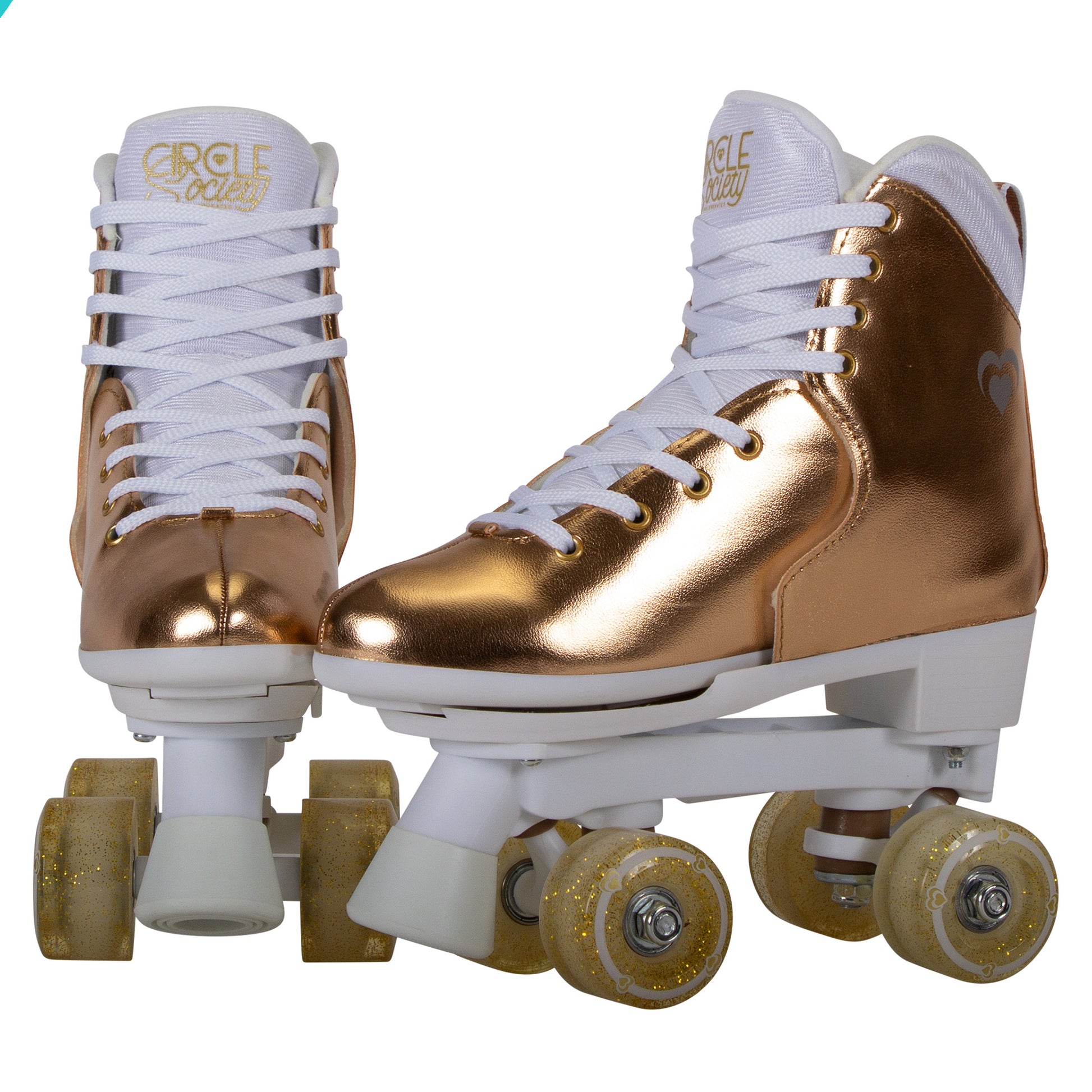 Rose gold adjustable roller skates for kids, perfect for stylish indoor fun and exercise.