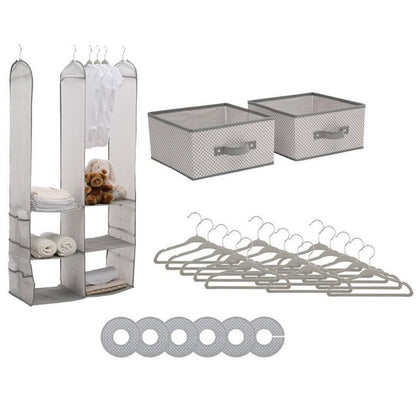 Delta Children 2 Piece Nursery Storage Set in Cool Grey, perfect for kids room organization