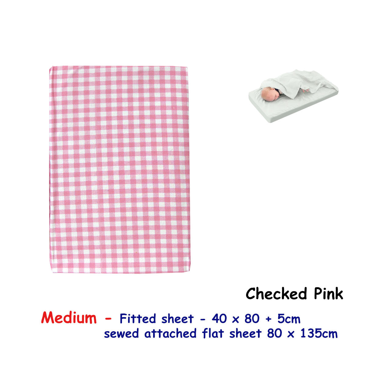 Pink bassinet sheet set with attached flat sheet, ideal for baby nursery decor.