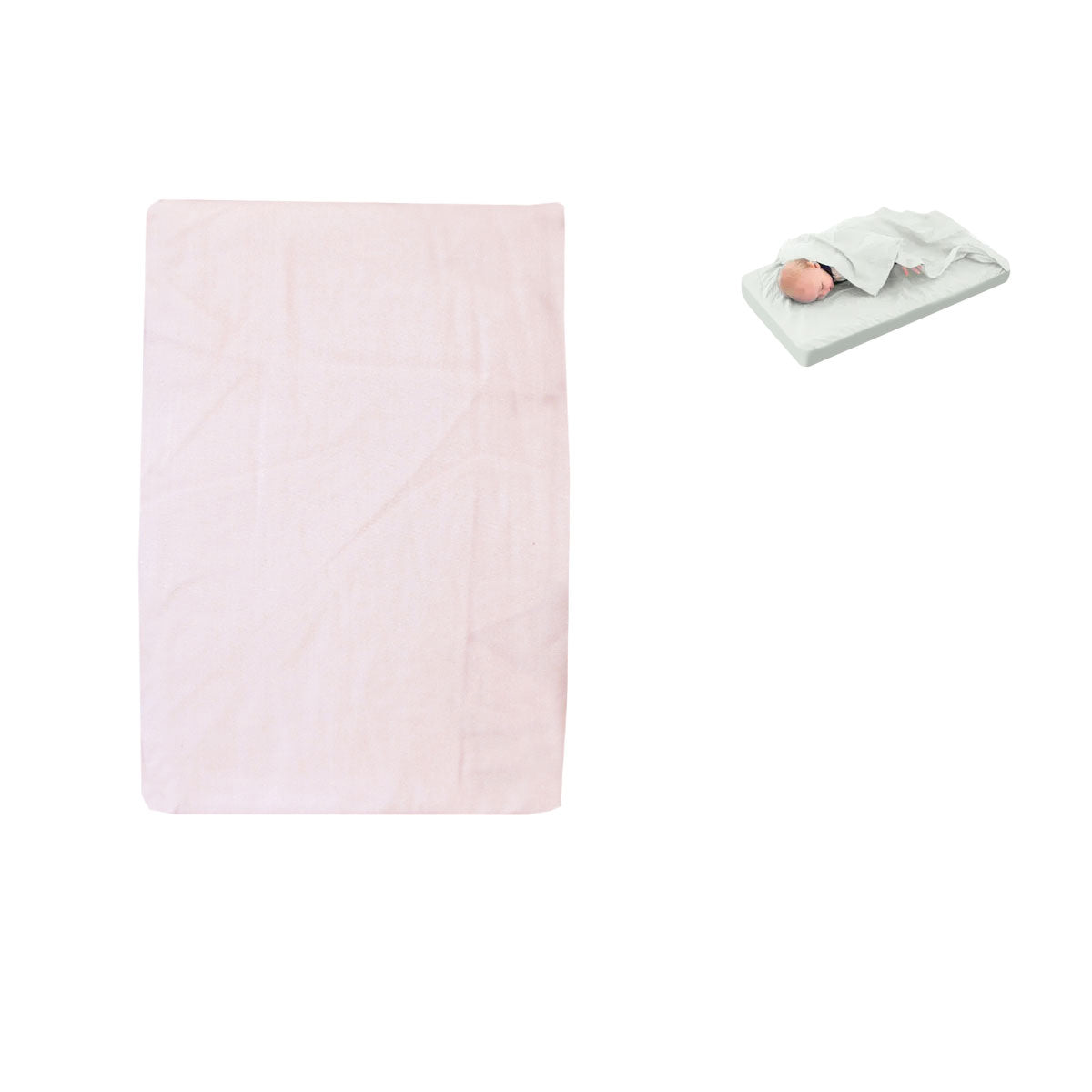 Pink cozy bassinet fitted sheet with attached flat sheet for childrens sleeping comfort.