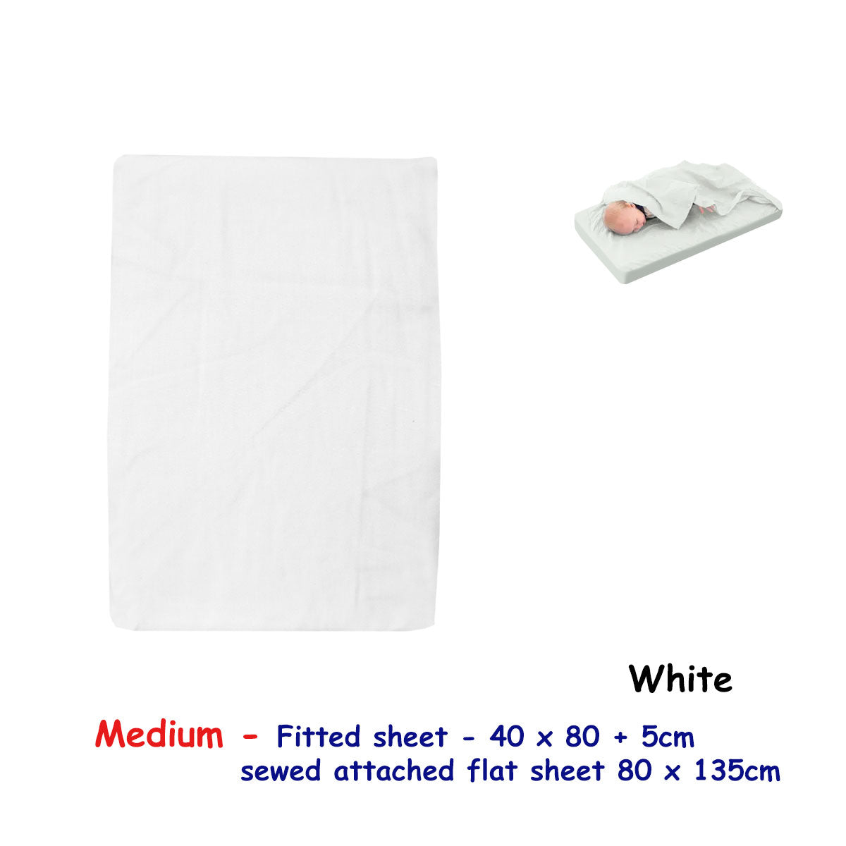 White bassinet fitted sheet with attached flat sheet - cozy essential for babys nursery.