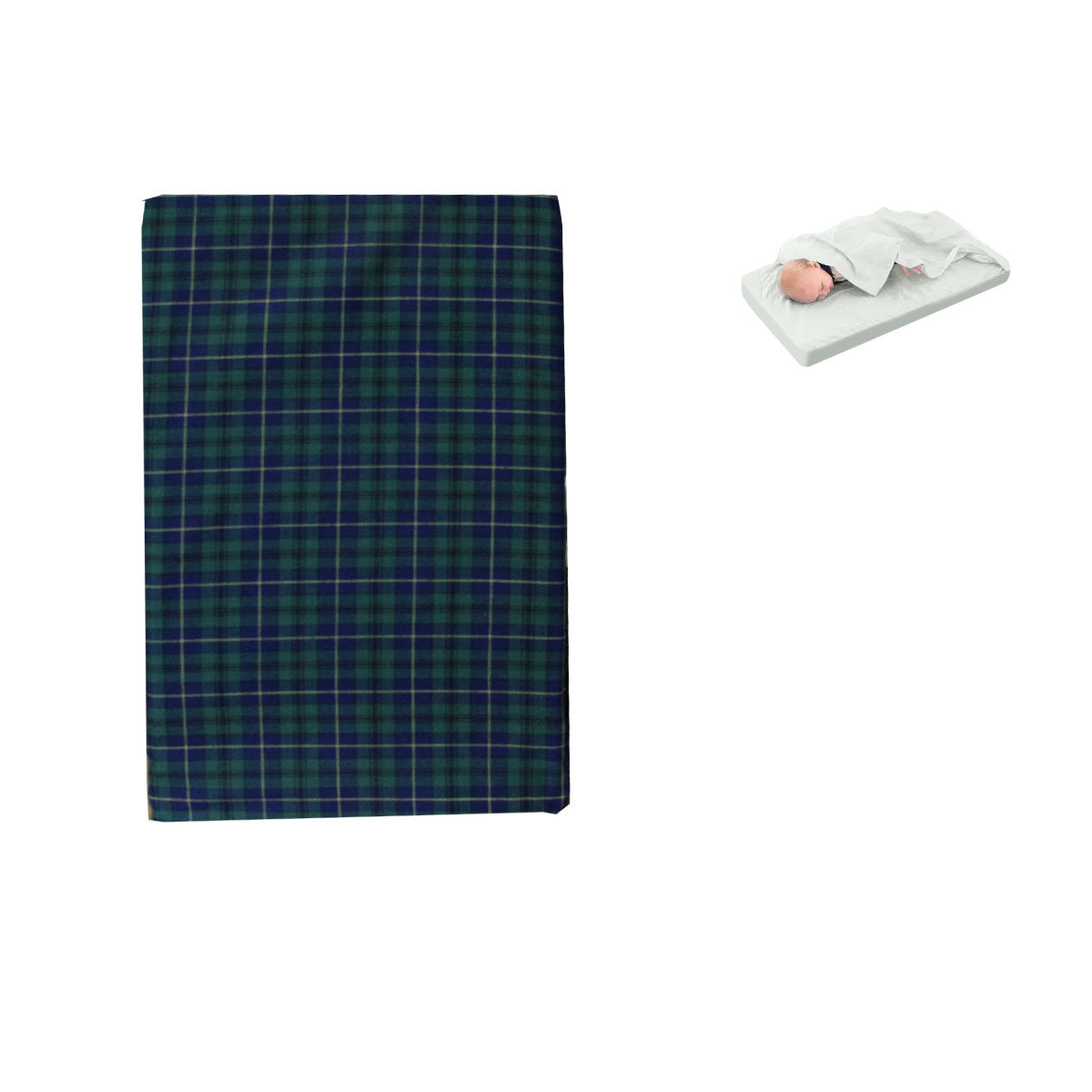 Tartan Blue Green 2 in 1 Bassinet Sheet Set, cozy essentials for baby sleep comfort.