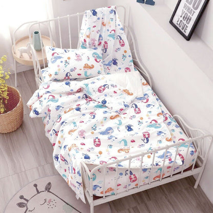 Mermaids & Mates cotton cot sheet set for baby girls, perfect for magical nursery decor.