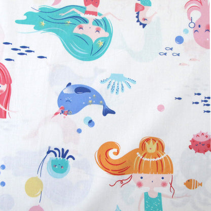 Mermaids & Mates Cotton Cot Sheet Set for Baby Girls, soft and whimsical bedding.