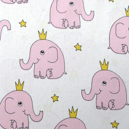 Pinky Elephant cotton cot sheet set for babies, soft, breathable fabric for peaceful sleep.