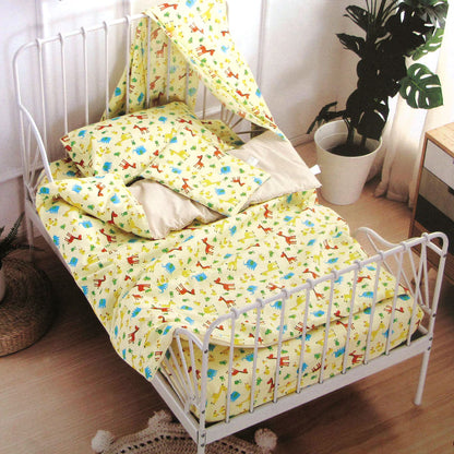 Baby Animal Kingdom Cotton Cot Sheet Set | 3 Piece, featuring cute animal illustrations.