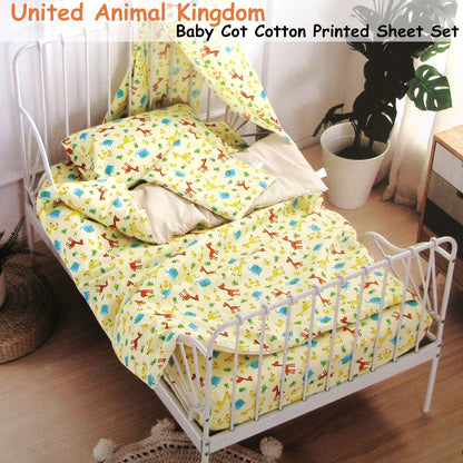 Baby Animal Kingdom Cotton Cot Sheet Set | 3 Piece, features cute wildlife prints.