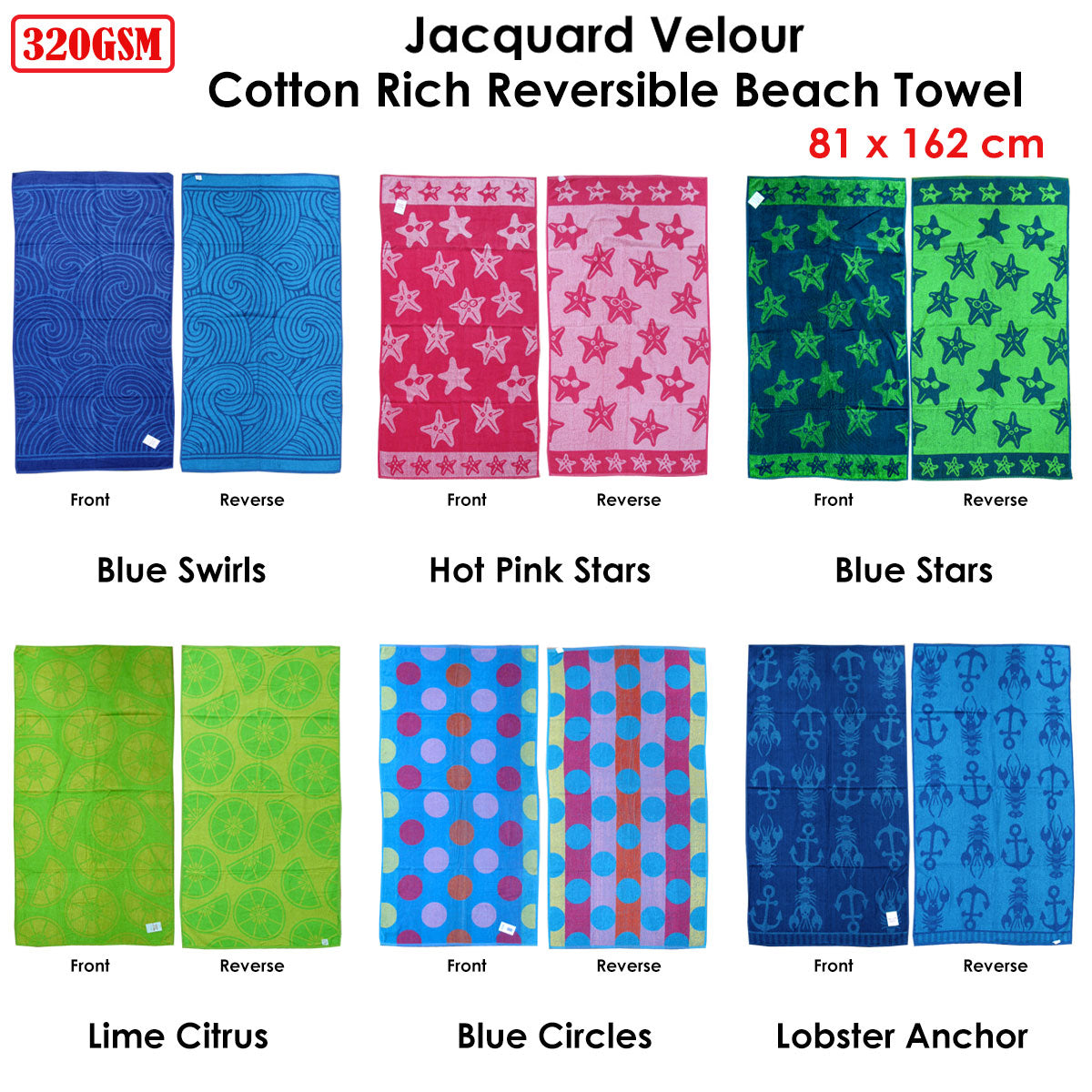 Blue Circles Reversible Beach Towel for Kids with Jacquard Velour; perfect for fun time.