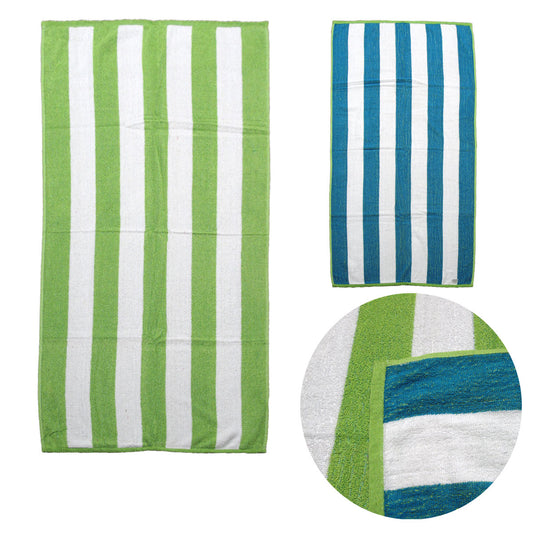 Kids reversible cabana striped beach towels set, perfect for fun beach days at home.