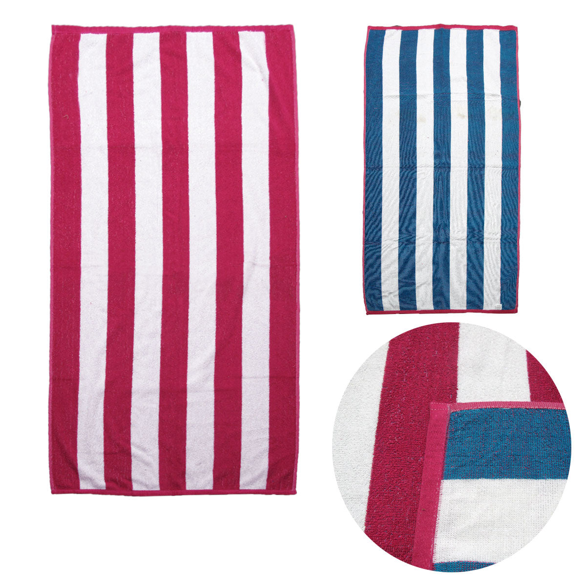 Kids reversible beach towels with striped cabana design for fun and practical water play