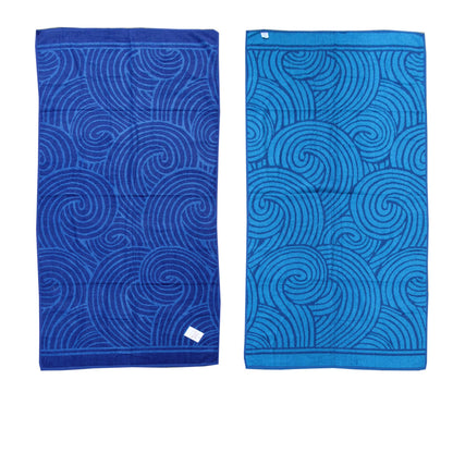 Blue Swirls kids beach towel with reversible design, ideal for fun and comfort.