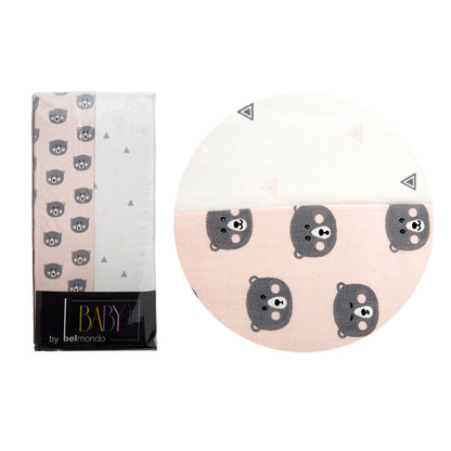 250TC Cotton Cot Sheets 2 Pack featuring Bears & Triangles Print, perfect for kids bedrooms.