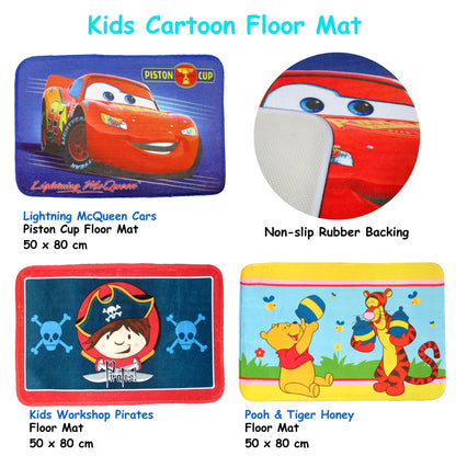 Winnie the Pooh kids floor mat with non-slip rubber back for safe, playful spaces.