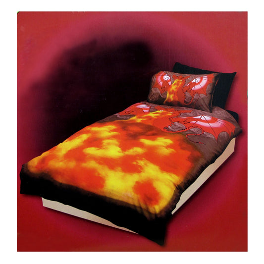 Dragon Fire Single Quilt Cover Set | Vibrant kids bedding with fiery dragon design for bedrooms.