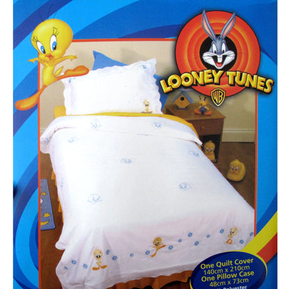 Colorful Tweety Faces Quilt Cover Set, perfect for kids playful bedroom decor.