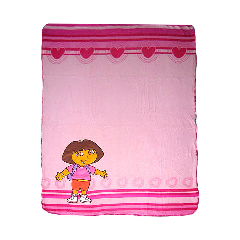 Dora Explorer pink heart fleece throw rug by Caprice, ideal for kids cozy home decor.
