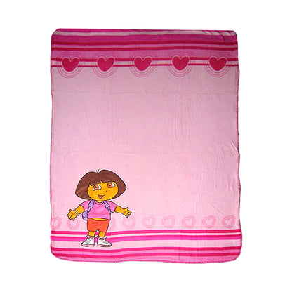 Dora Explorer pink heart fleece throw rug by Caprice, ideal for kids cozy home decor.