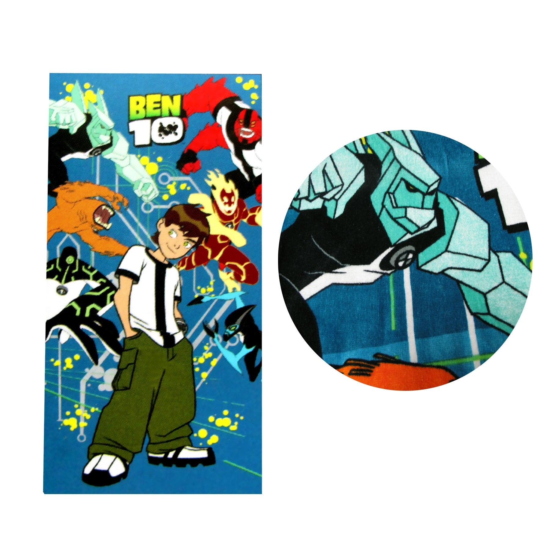 Colorful Ben 10 Heroes cotton towel for kids, perfect for bath and beach. Engaging design.
