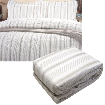 Quilted Cotton Queen Cover Set in Regatta Stone, ideal for childrens cozy bedroom decor.