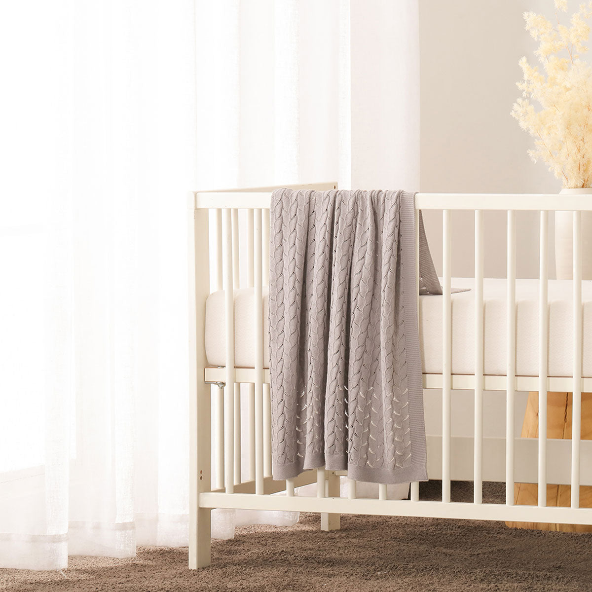 Little Gem Organic Cotton Baby Blanket in Grey, soft, safe, and hypoallergenic for babies.