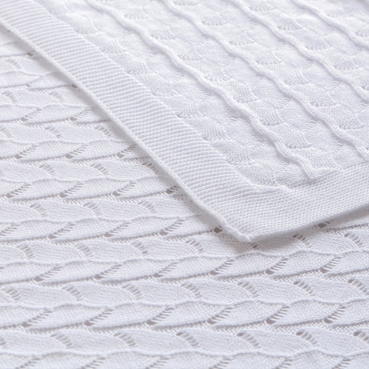 Little Gem organic cotton baby blanket in white, soft and hypoallergenic for cozy comfort.