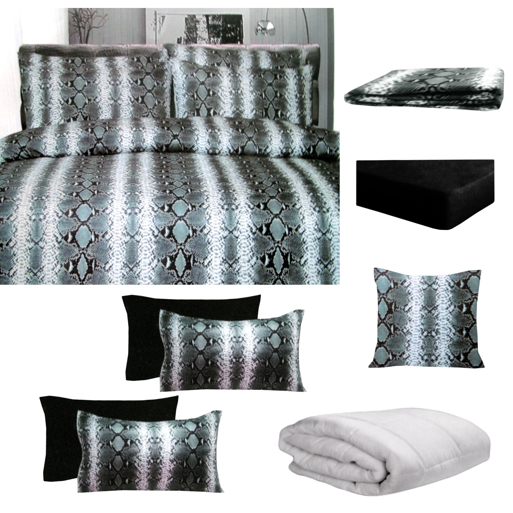 Big Sleep Snake Skin Bed Set - 8 pc, Single Size, ideal for kids bedrooms.