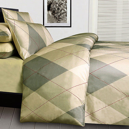 Argyle Beige Kids Quilt Cover Set w/ Fun Pattern for Cozy Bedroom Decor