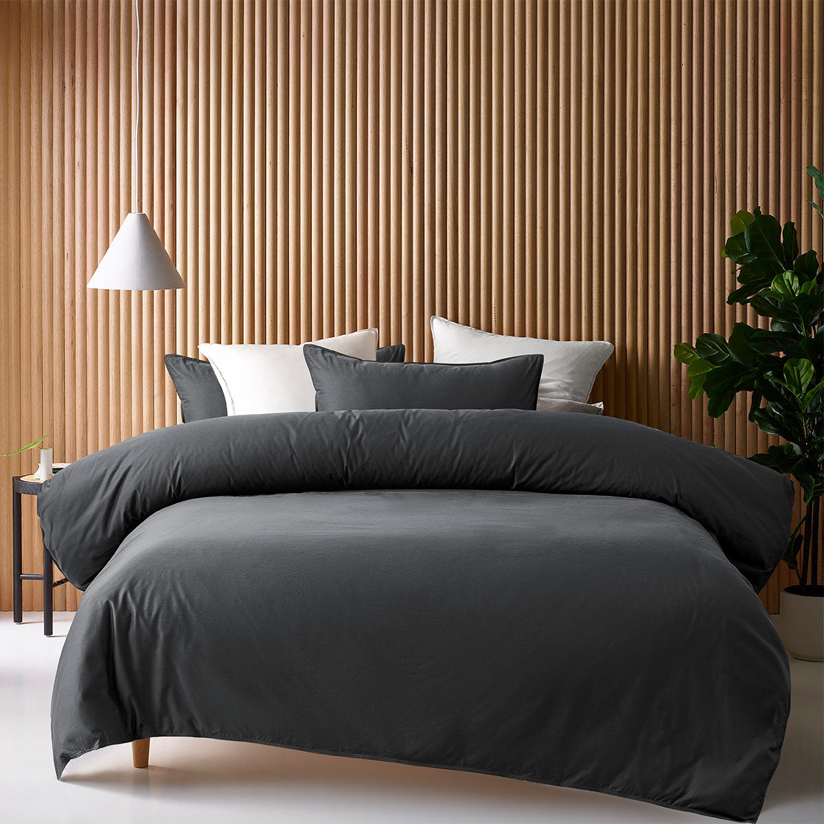 Bamboo cotton quilt cover set in charcoal with 400TC. Perfect for a childrens bedroom.