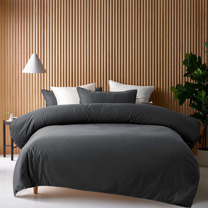 Bamboo cotton quilt cover set in charcoal with 400TC. Perfect for a childrens bedroom.