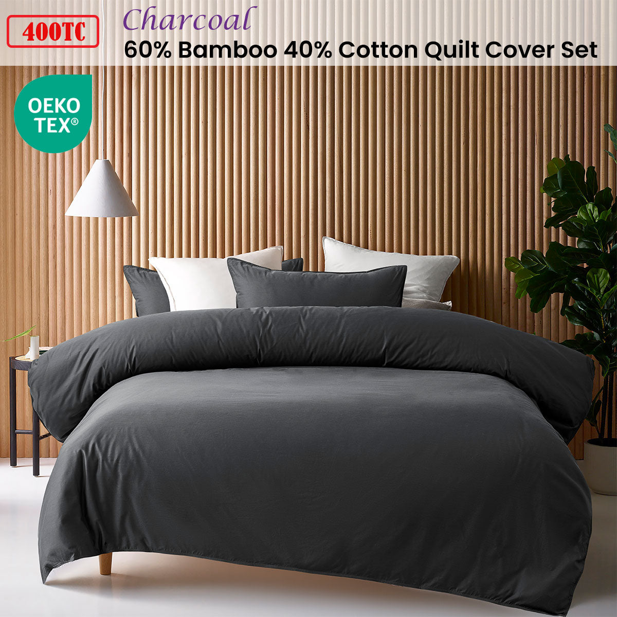 Soft Bamboo Cotton Charcoal Quilt Cover Set, 400TC Single - Ideal for childrens bedding.