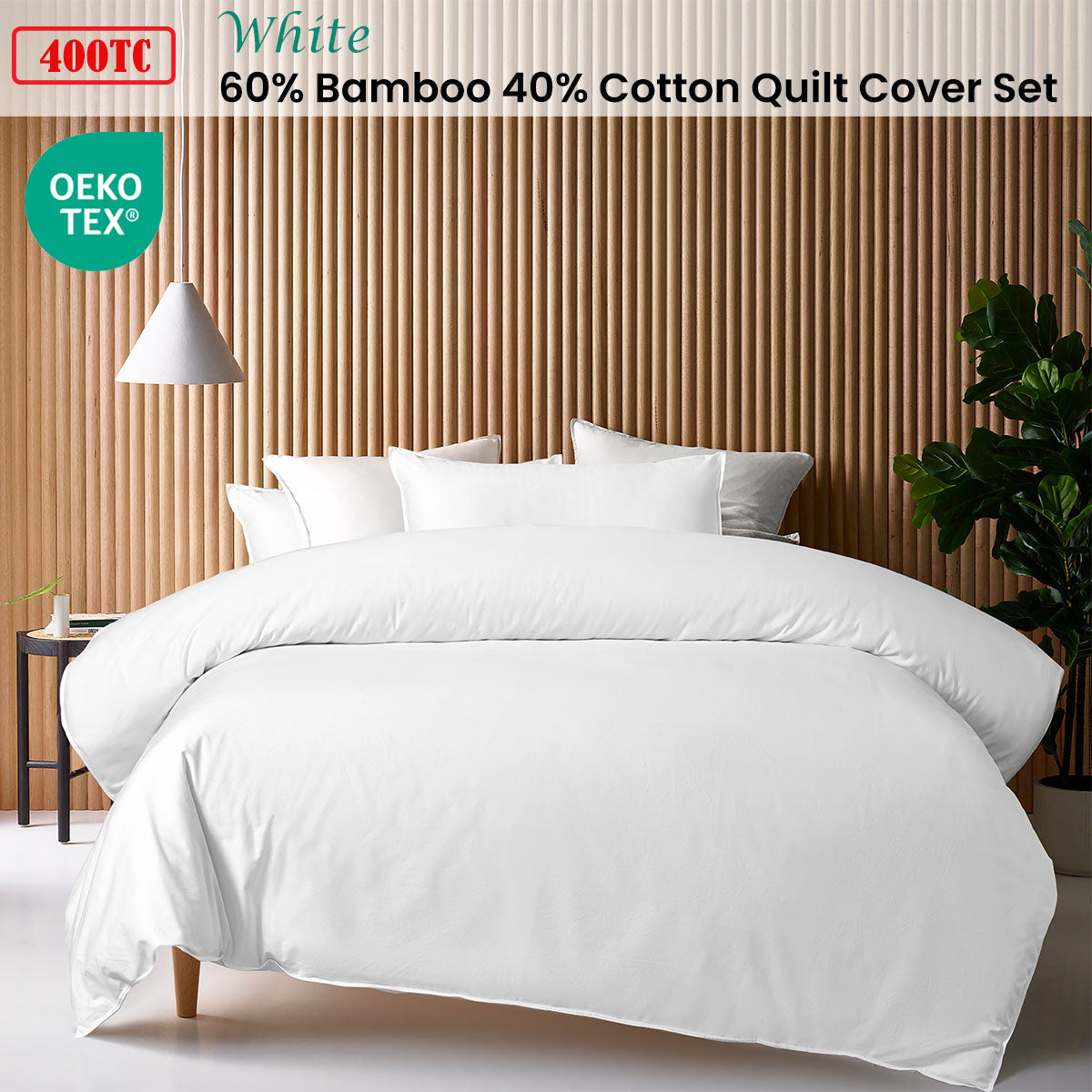 Bamboo Cotton Single Quilt Cover Set, White 400TC | Soft, eco-friendly bedding for kids.