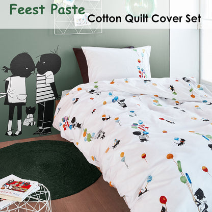 Jip & Janneke kids quilt cover set with playful design for childrens bedroom decor.