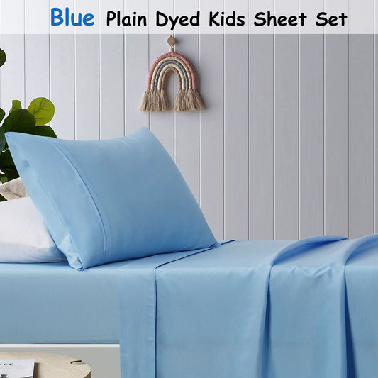 Blue Microfibre Sheet Set for Kids by Happy Kids | Double Size - Soft & durable for cozy kids bedding.