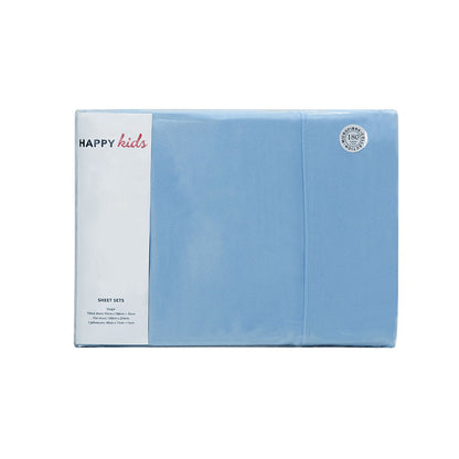 Double size blue microfibre sheet set for kids by Happy Kids, soft and vibrant colors.