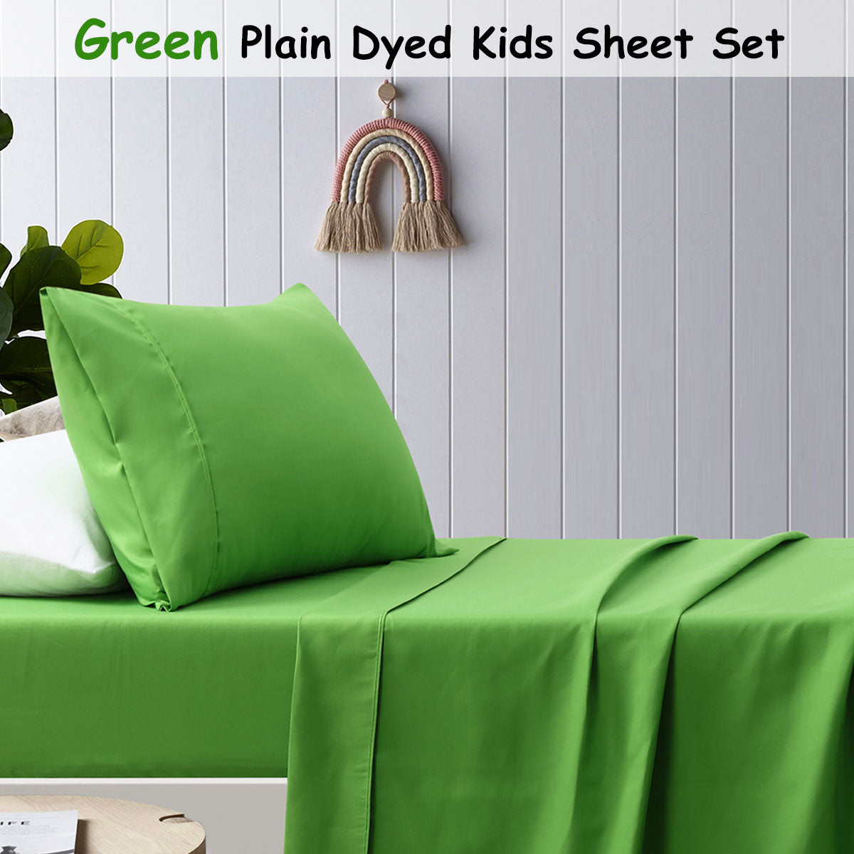 Green Microfibre Sheet Set King Single Happy Kids Bedding