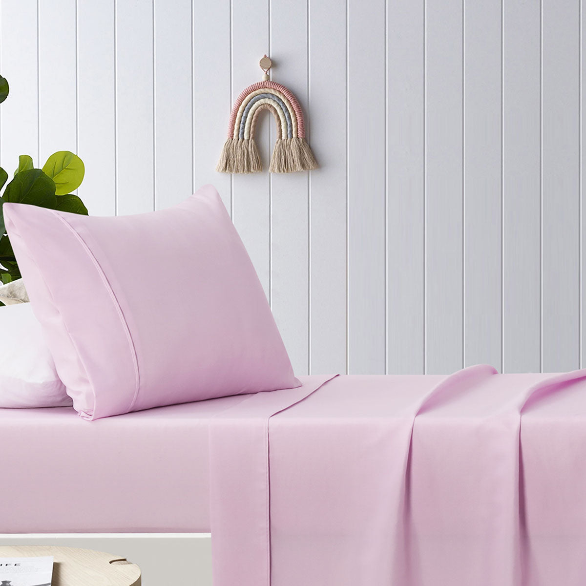 Double pink microfibre sheet set for kids beds by Happy Kids Bedding.