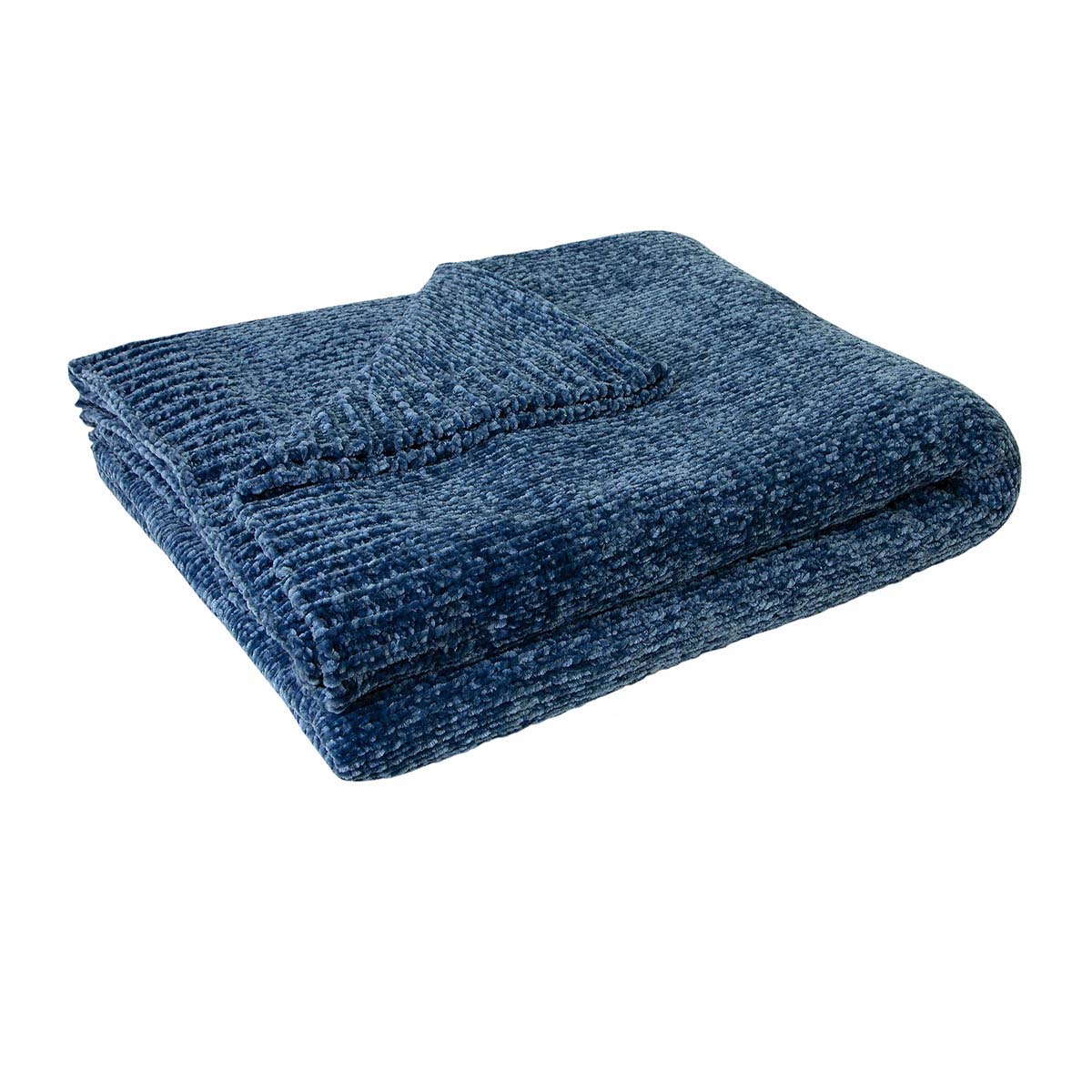 Soft steel blue chenille throw, perfect kids home decor for cozy comfort and style.