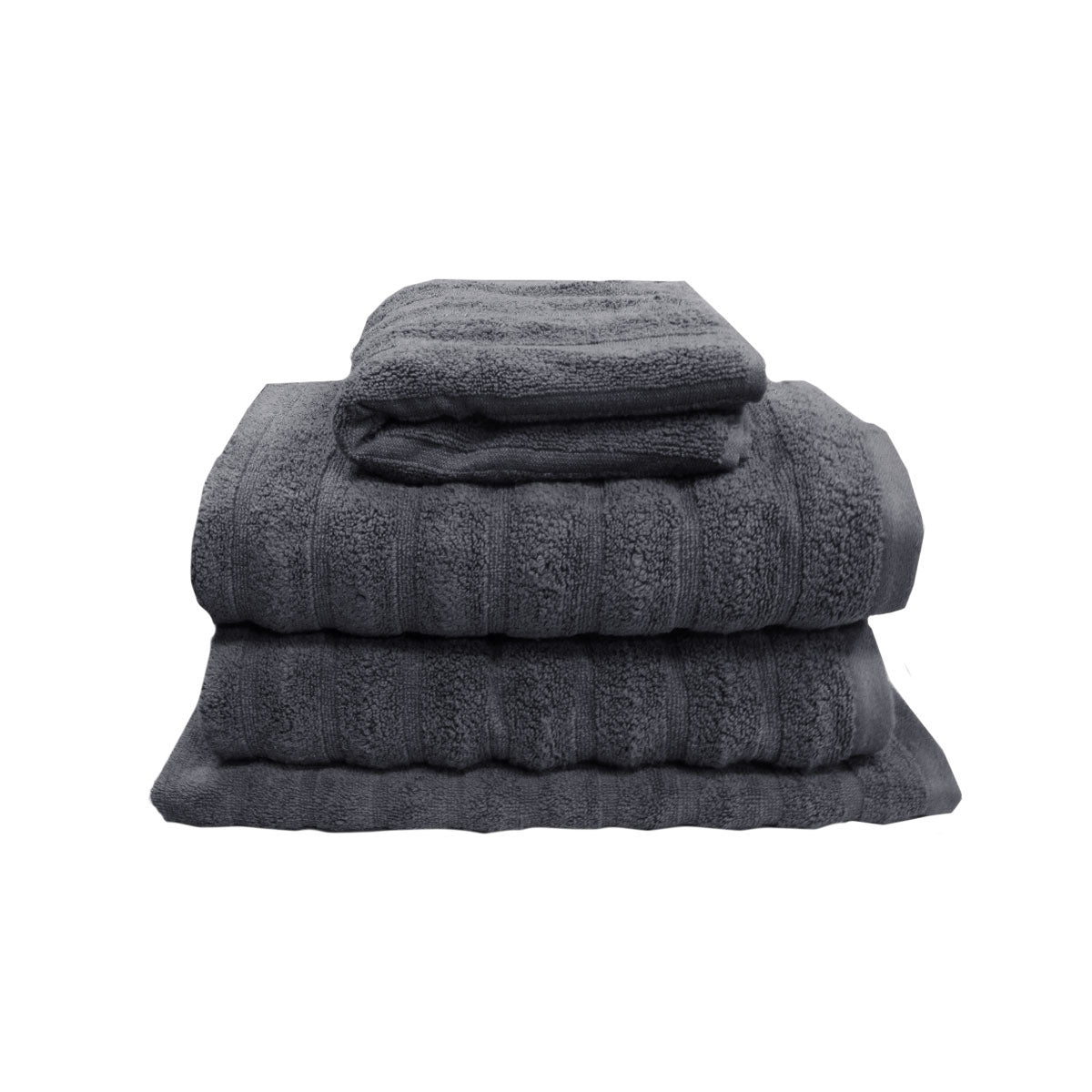 Kids cotton bath towel set in ash, 4-piece collection by J Elliot Home for cozy bath time.