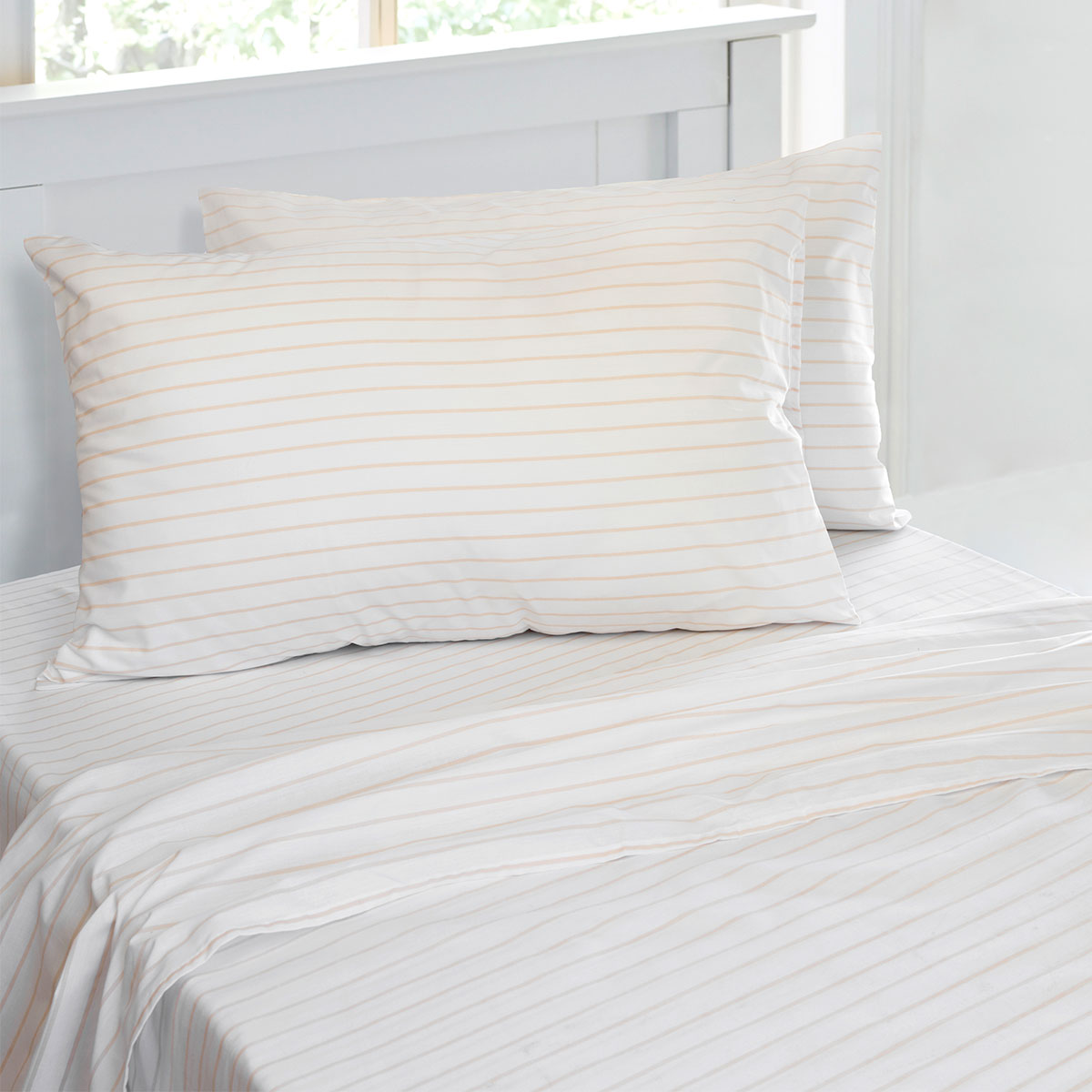 Colorful watermelon striped sheet set for King Single beds, perfect for kids bedrooms.