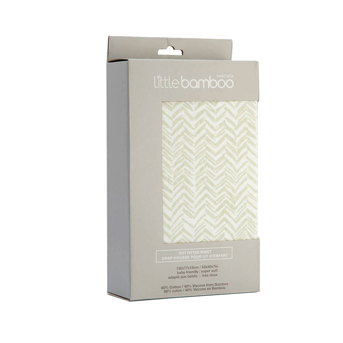 Soft Little Bamboo Jersey Cot Sheet with Herringbone Whisper Design for cozy childrens bedding.