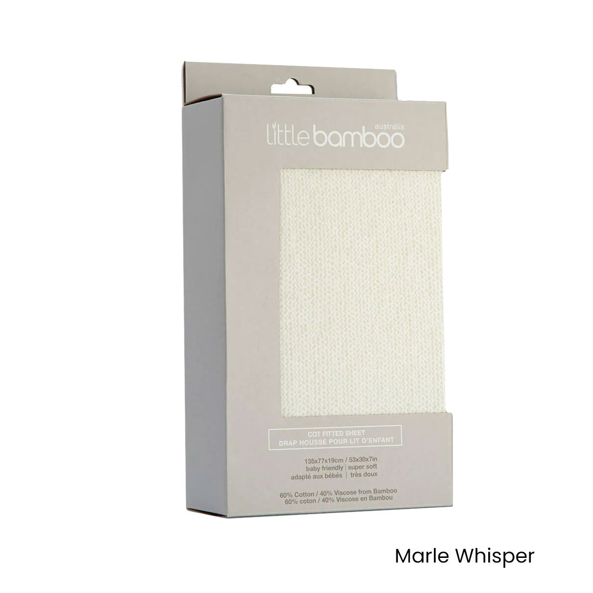 Soft Little Bamboo Fitted Cot Sheet in Marle Whisper Print for kids comfort.